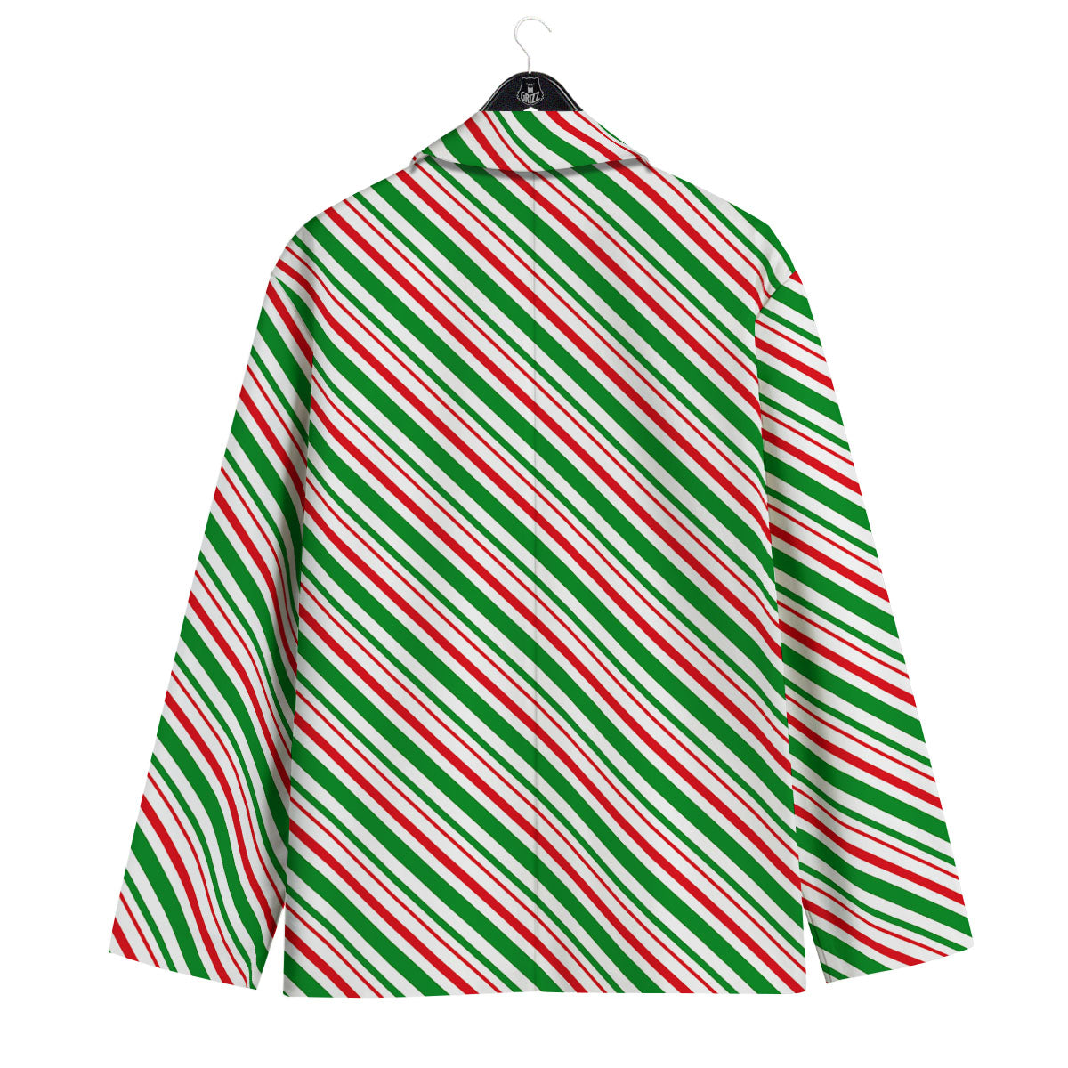 White Candy Cane And Red Green Print Men's Sport Coat-grizzshop