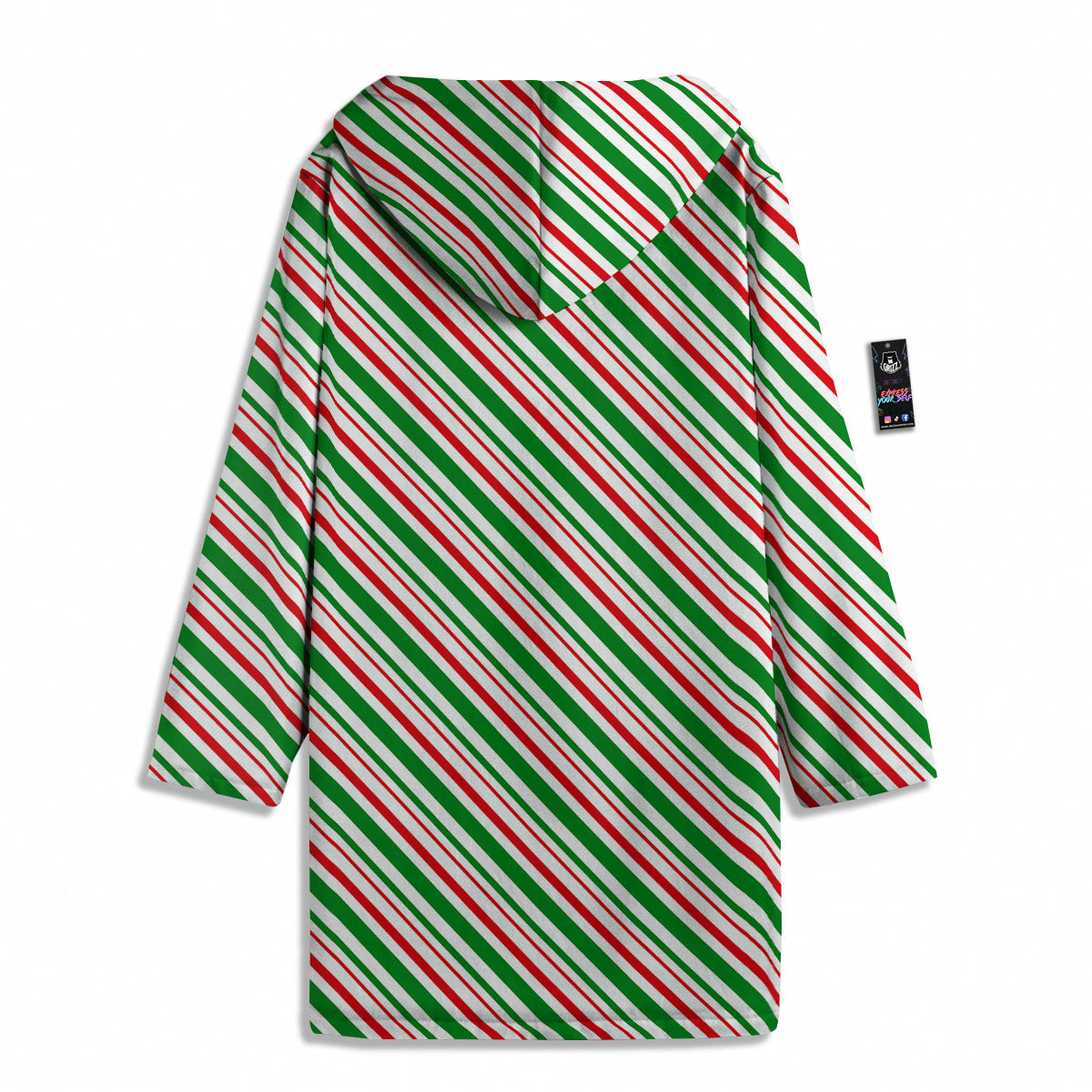 White Candy Cane And Red Green Print Men's Windbreaker Jacket-grizzshop