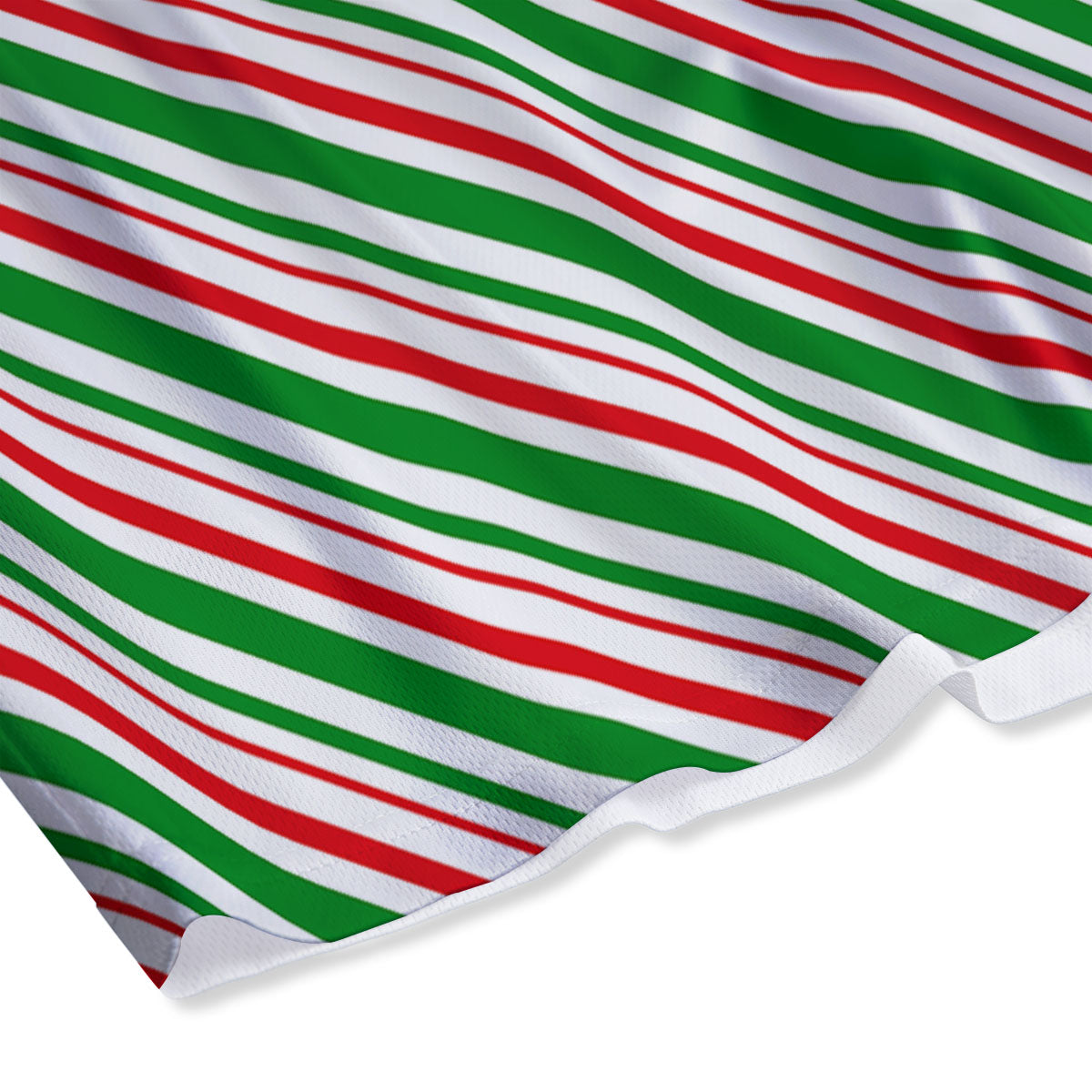 White Candy Cane And Red Green Print Mesh Shorts