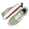 White Candy Cane And Red Green Print Skate Shoes-grizzshop