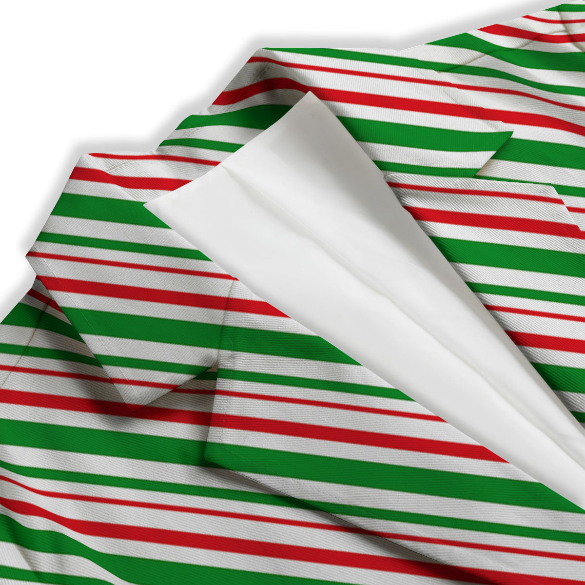 White Candy Cane And Red Green Print Women's Blazer-grizzshop
