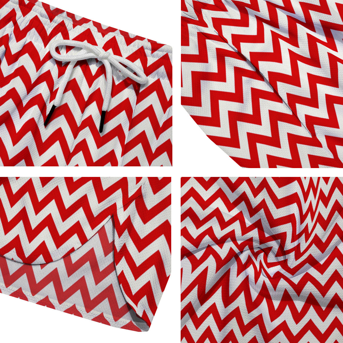White Chevron And Beige Red Print Men's Running Shorts-grizzshop