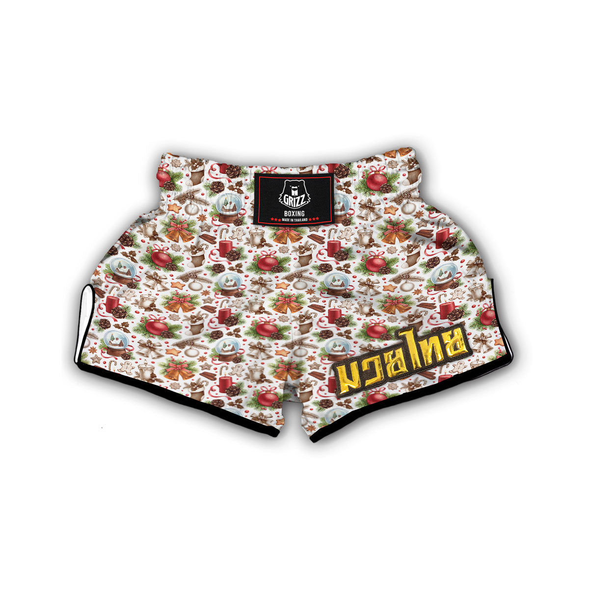 White Christmas Muay Thai Boxing Shorts-grizzshop