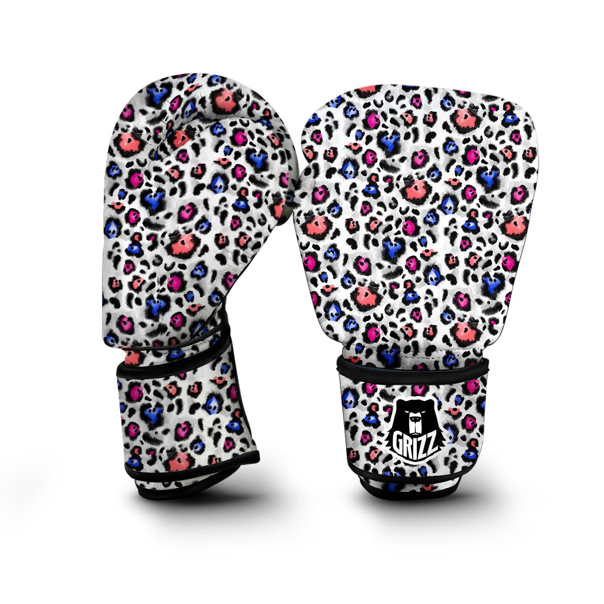 White Colorful Leopard Boxing Gloves-grizzshop