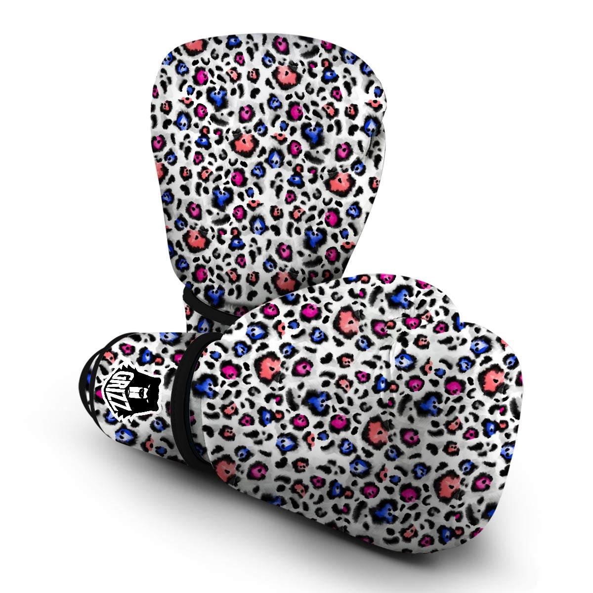 White Colorful Leopard Boxing Gloves-grizzshop