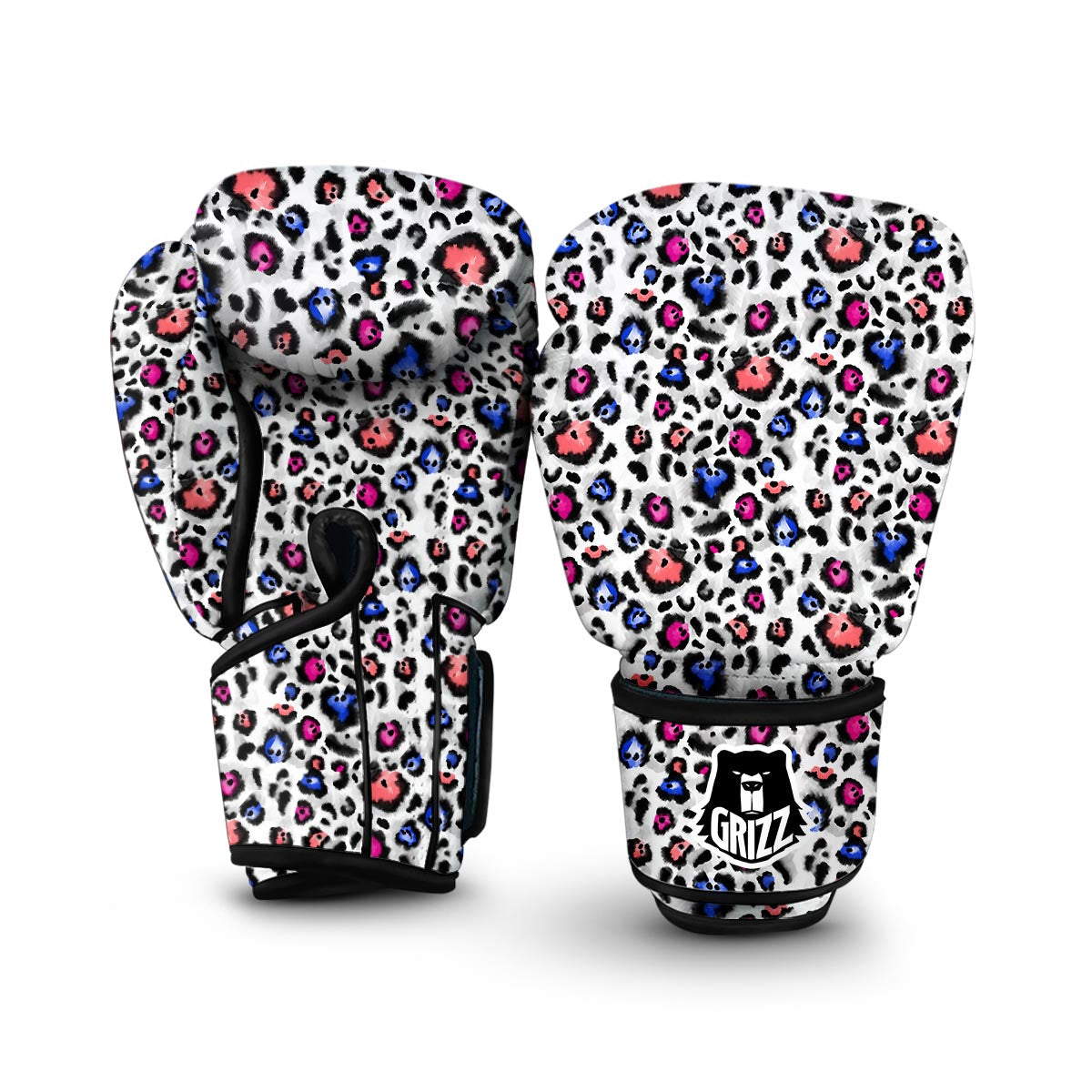 White Colorful Leopard Boxing Gloves-grizzshop