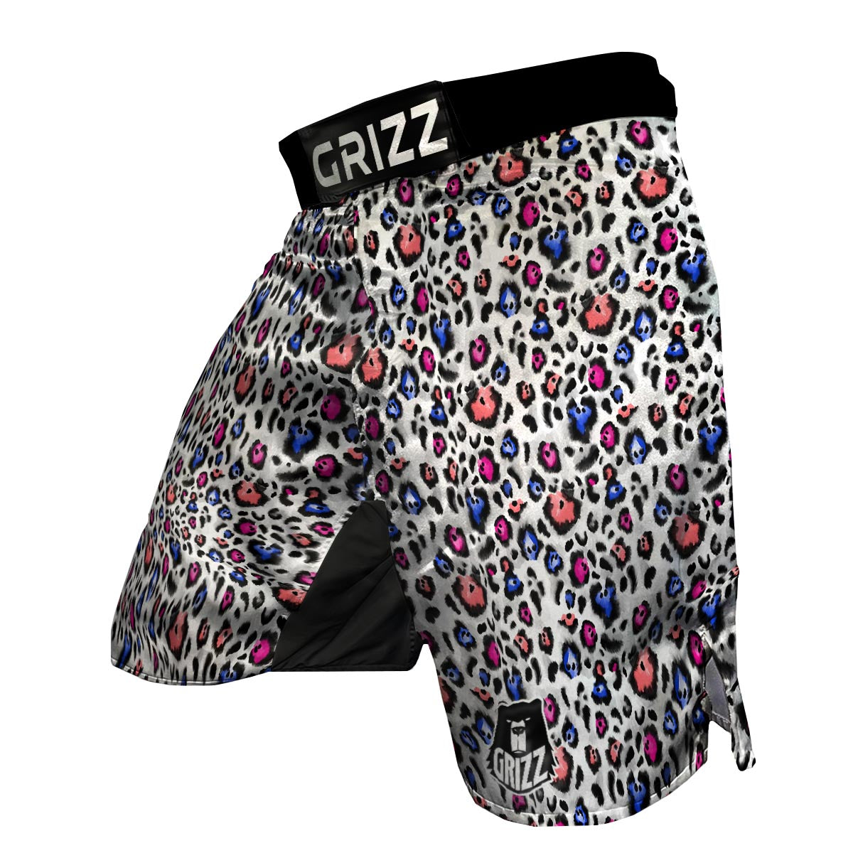 White Colorful Leopard MMA Shorts-grizzshop