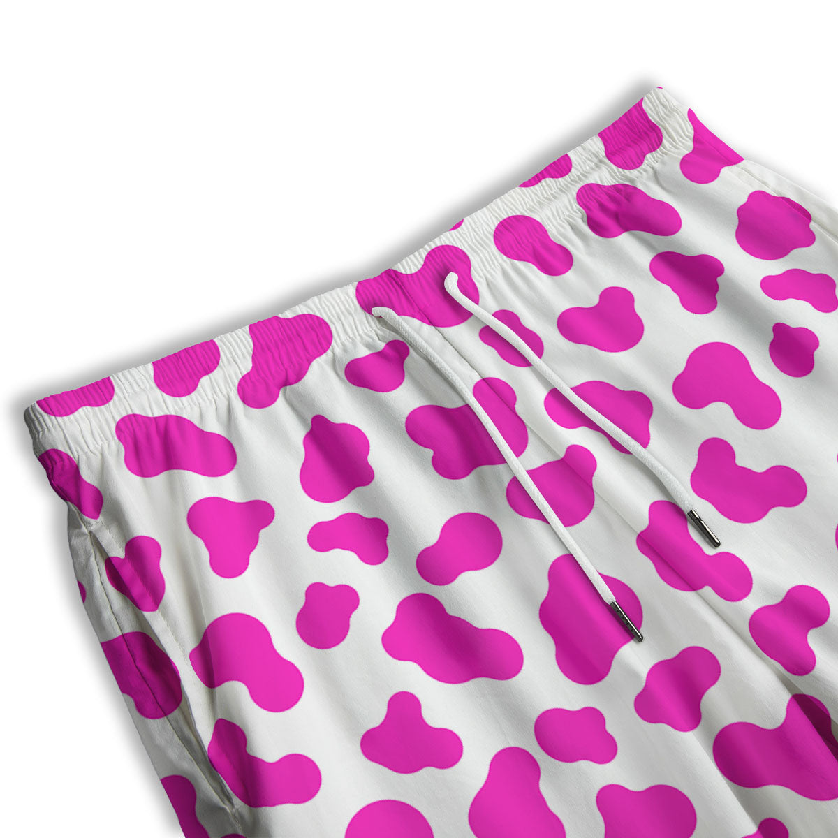 White Cow And Hot Pink Print Men's Athletic Shorts