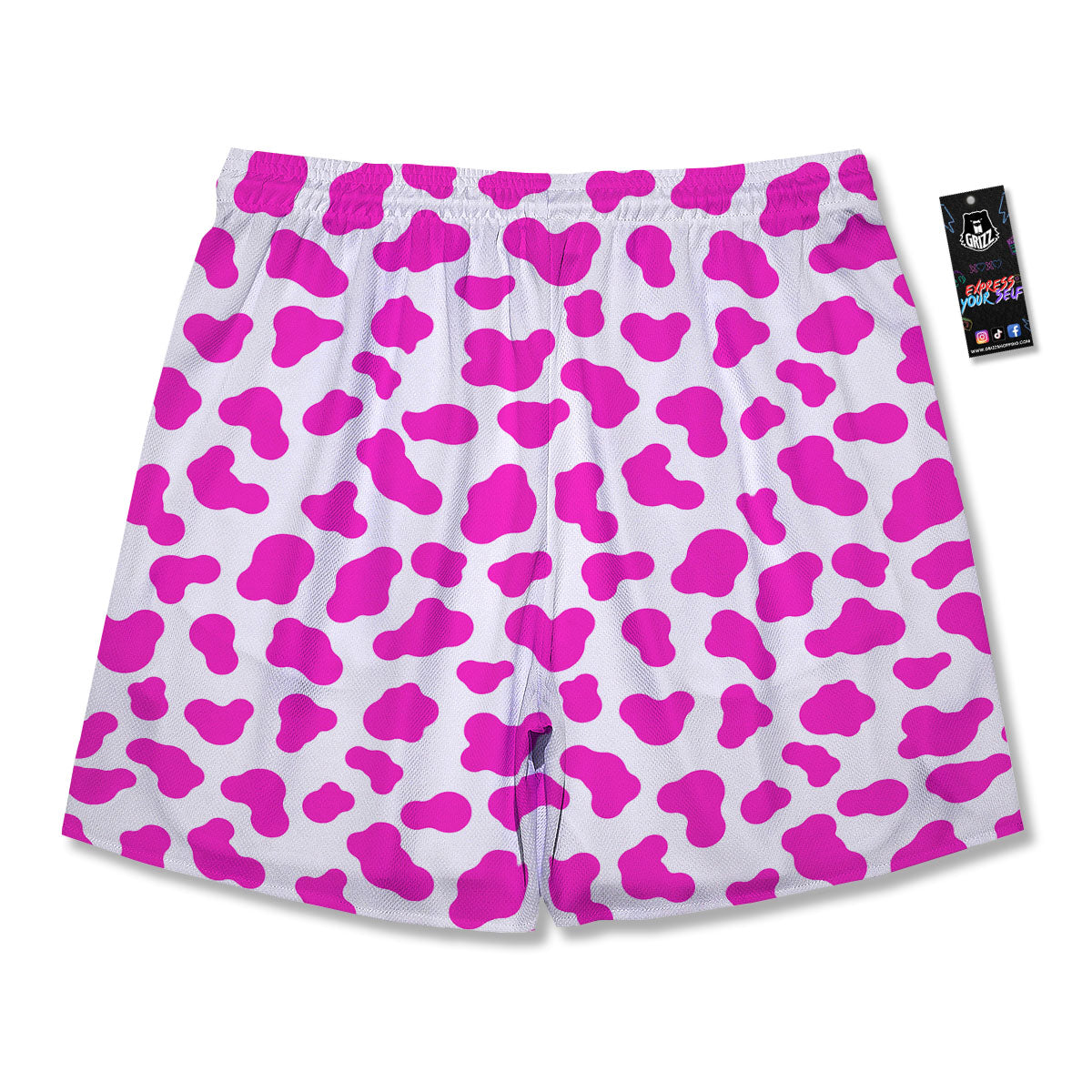 White Cow And Hot Pink Print Men's Running Shorts-grizzshop