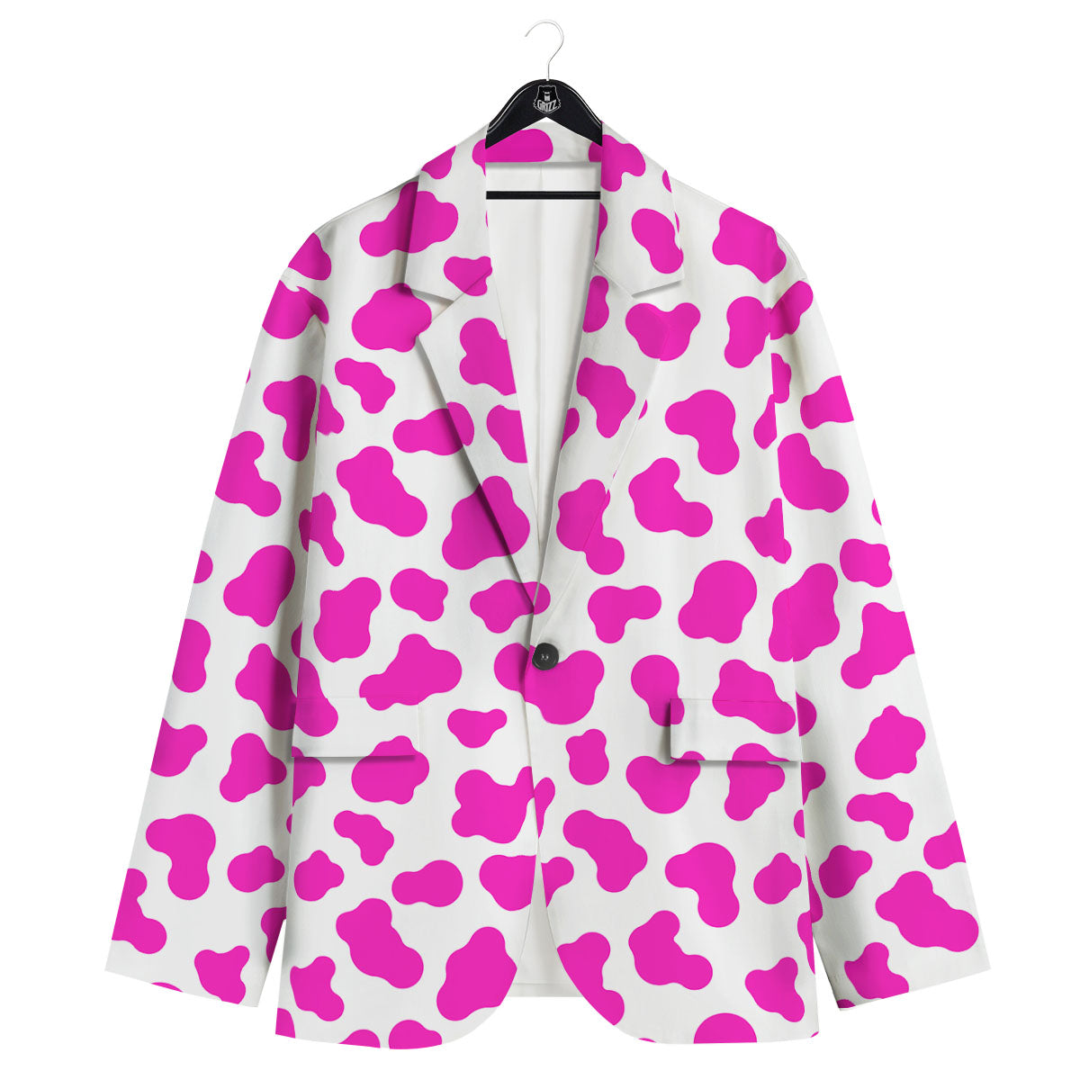 White Cow And Hot Pink Print Men's Sport Coat-grizzshop