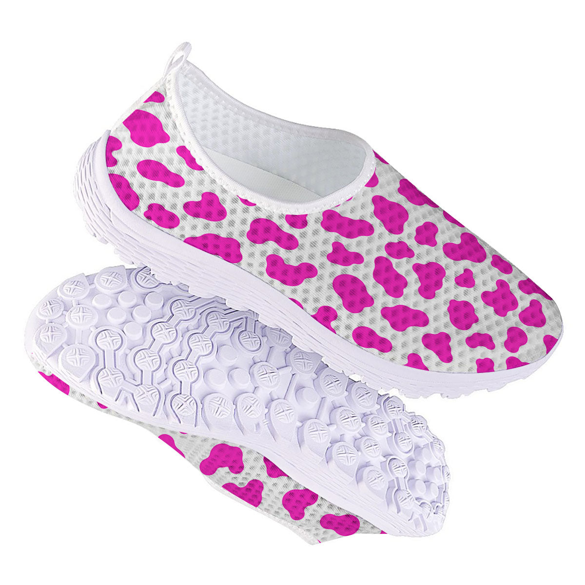 White Cow And Hot Pink Print Nurse Shoes-grizzshop