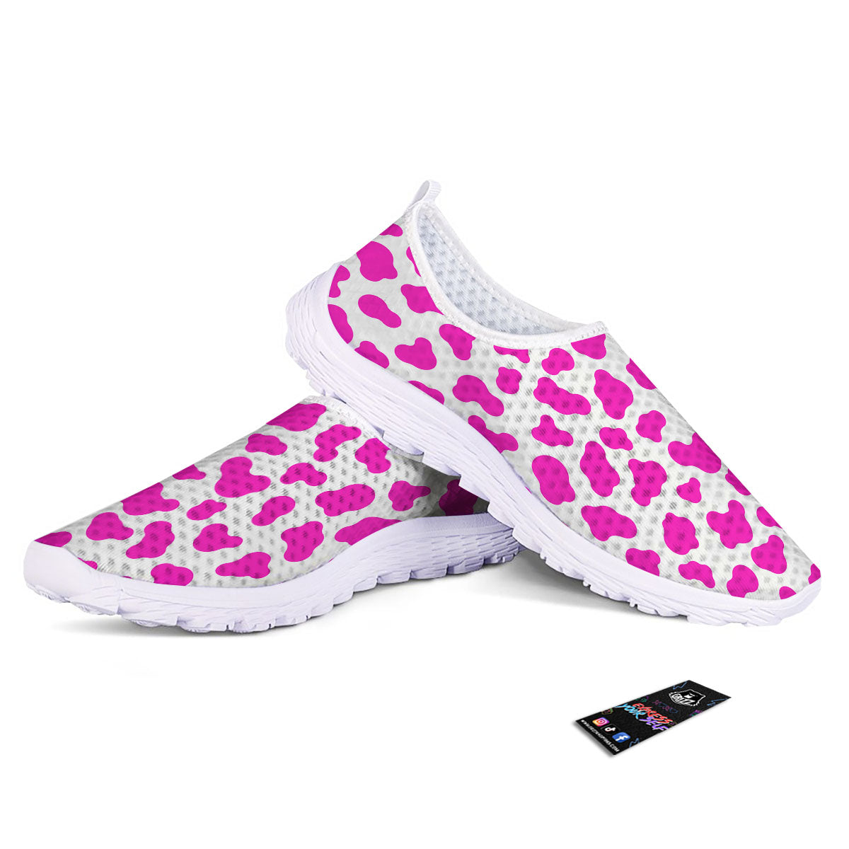 White Cow And Hot Pink Print Nurse Shoes-grizzshop