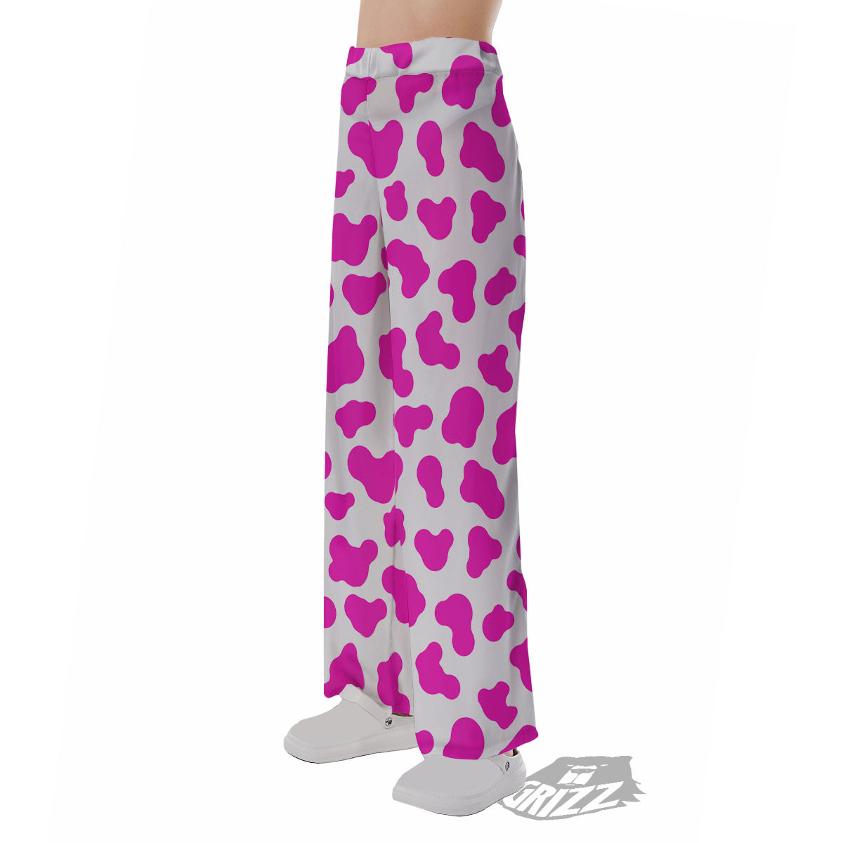 White Cow And Hot Pink Print Pajama Pants-grizzshop