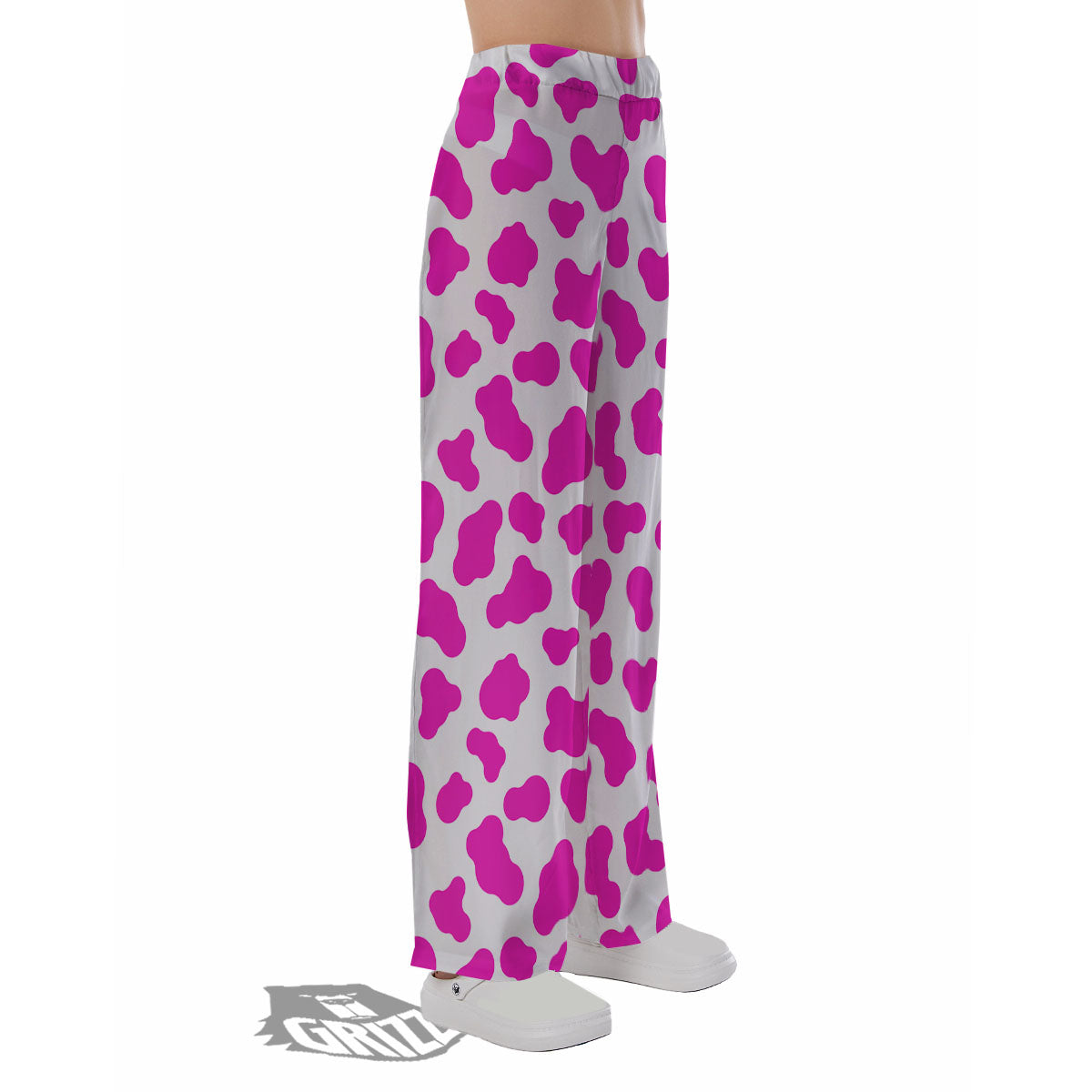 White Cow And Hot Pink Print Pajama Pants-grizzshop
