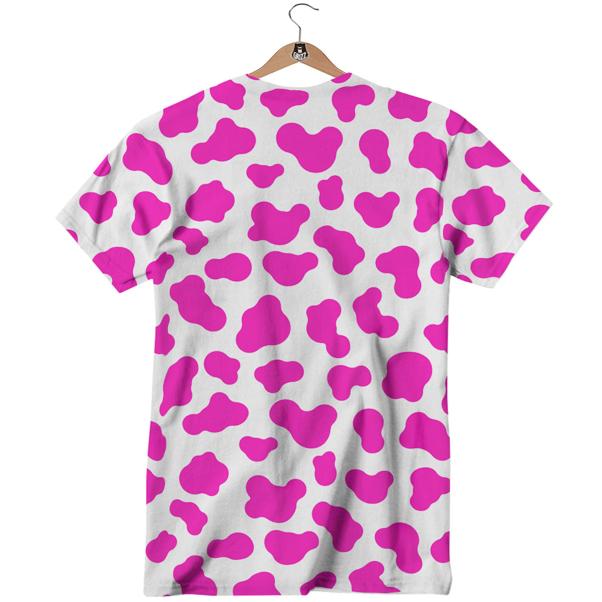 White Cow And Hot Pink Print T-Shirt-grizzshop