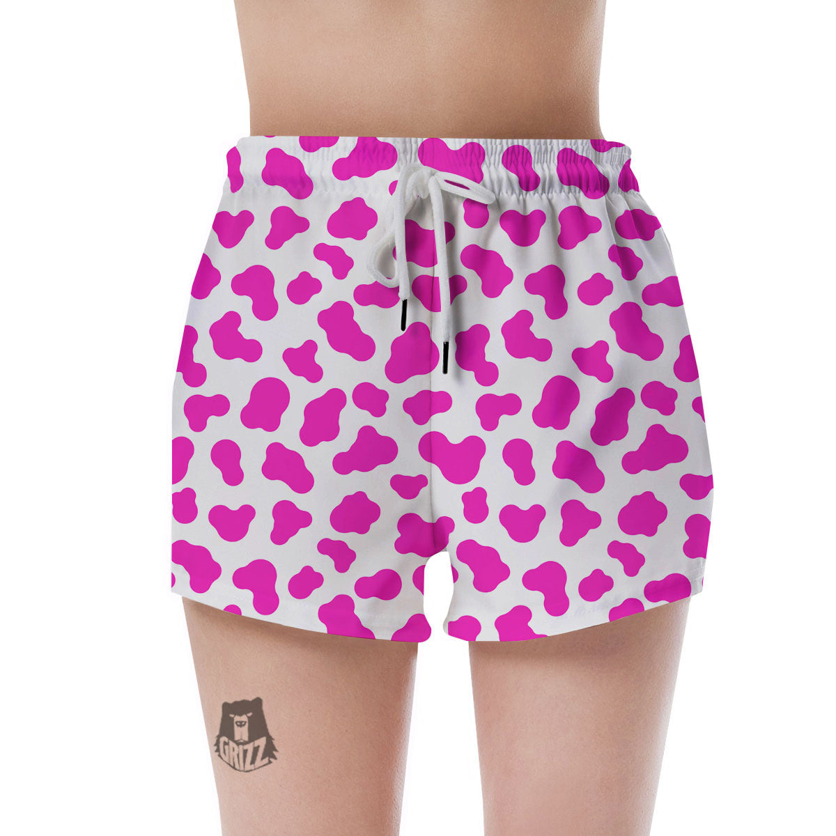 White Cow And Hot Pink Print Women's Shorts-grizzshop