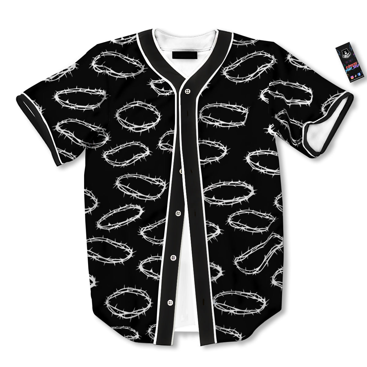 White Crown Of Thorns Print Pattern Baseball Jersey-grizzshop