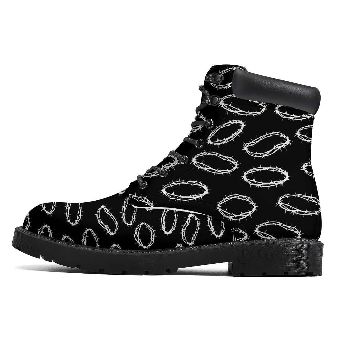 White Crown Of Thorns Print Pattern Boots-grizzshop