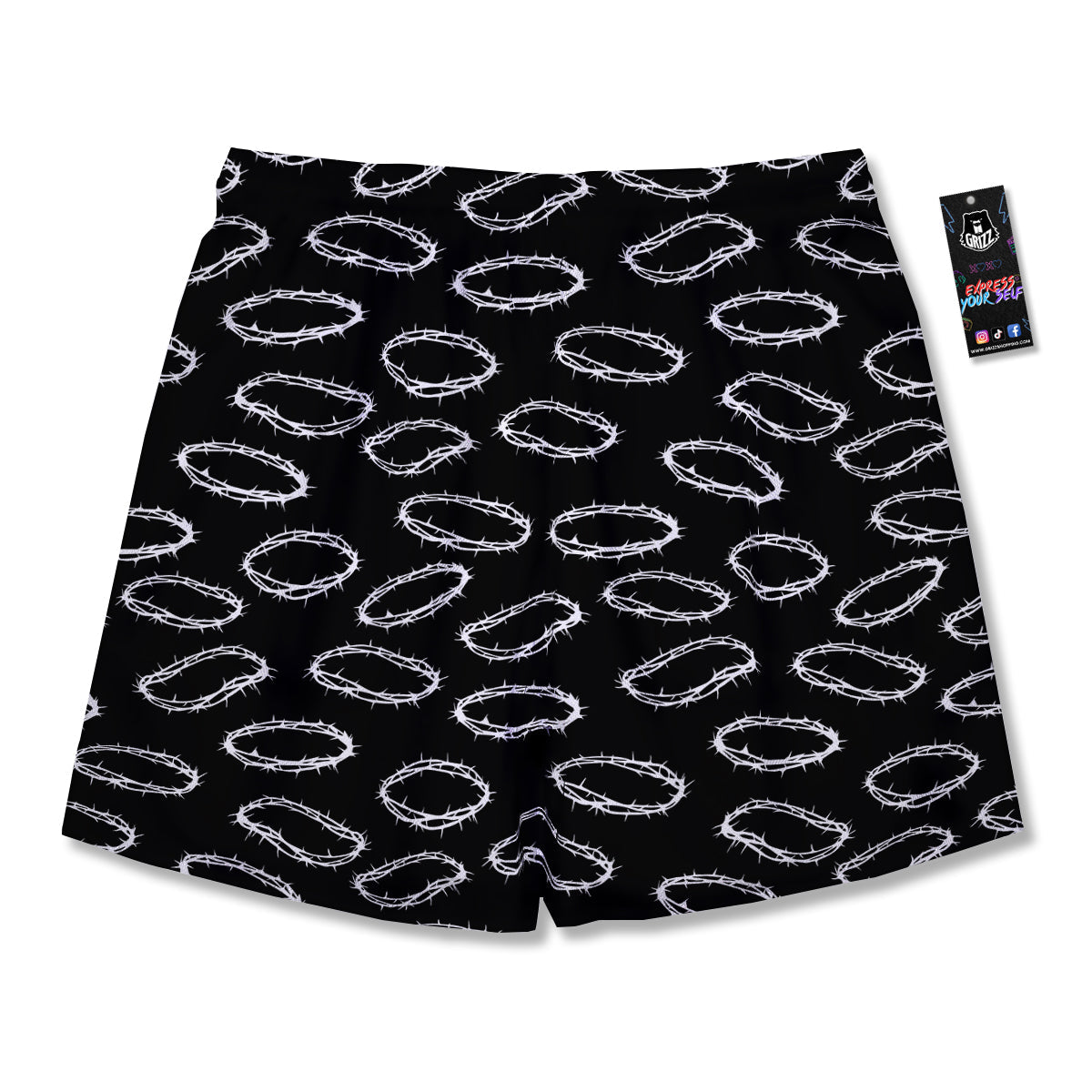 White Crown Of Thorns Print Pattern Men's Running Shorts-grizzshop