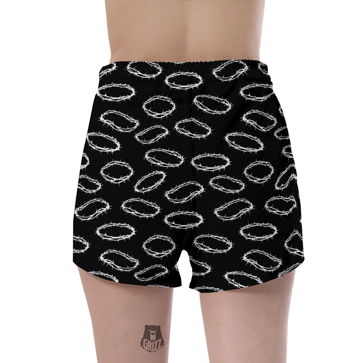 White Crown Of Thorns Print Pattern Women's Shorts-grizzshop