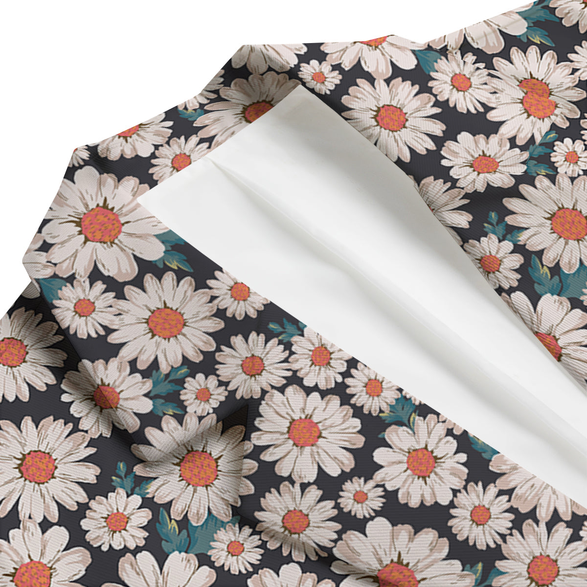 White Cute Daisy Pattern Print Men's Blazer-grizzshop