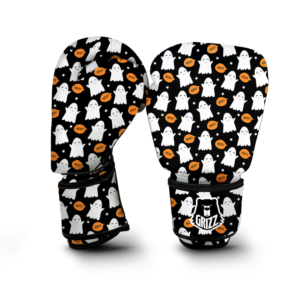 White Cute Ghost Print Pattern Boxing Gloves-grizzshop