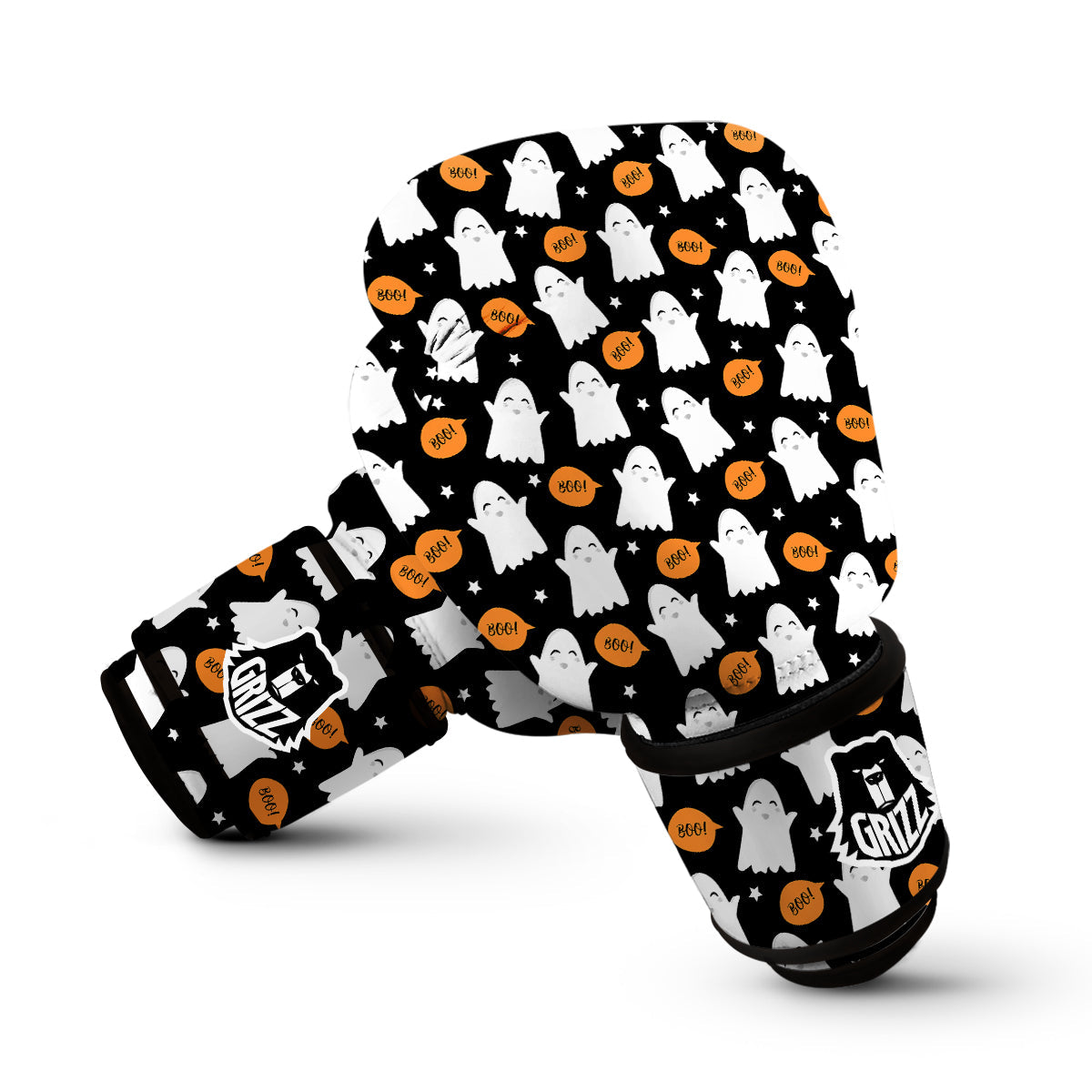 White Cute Ghost Print Pattern Boxing Gloves-grizzshop