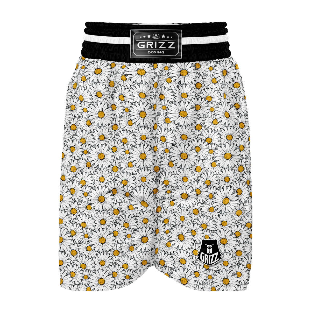 White Daisy Boxing Shorts-grizzshop