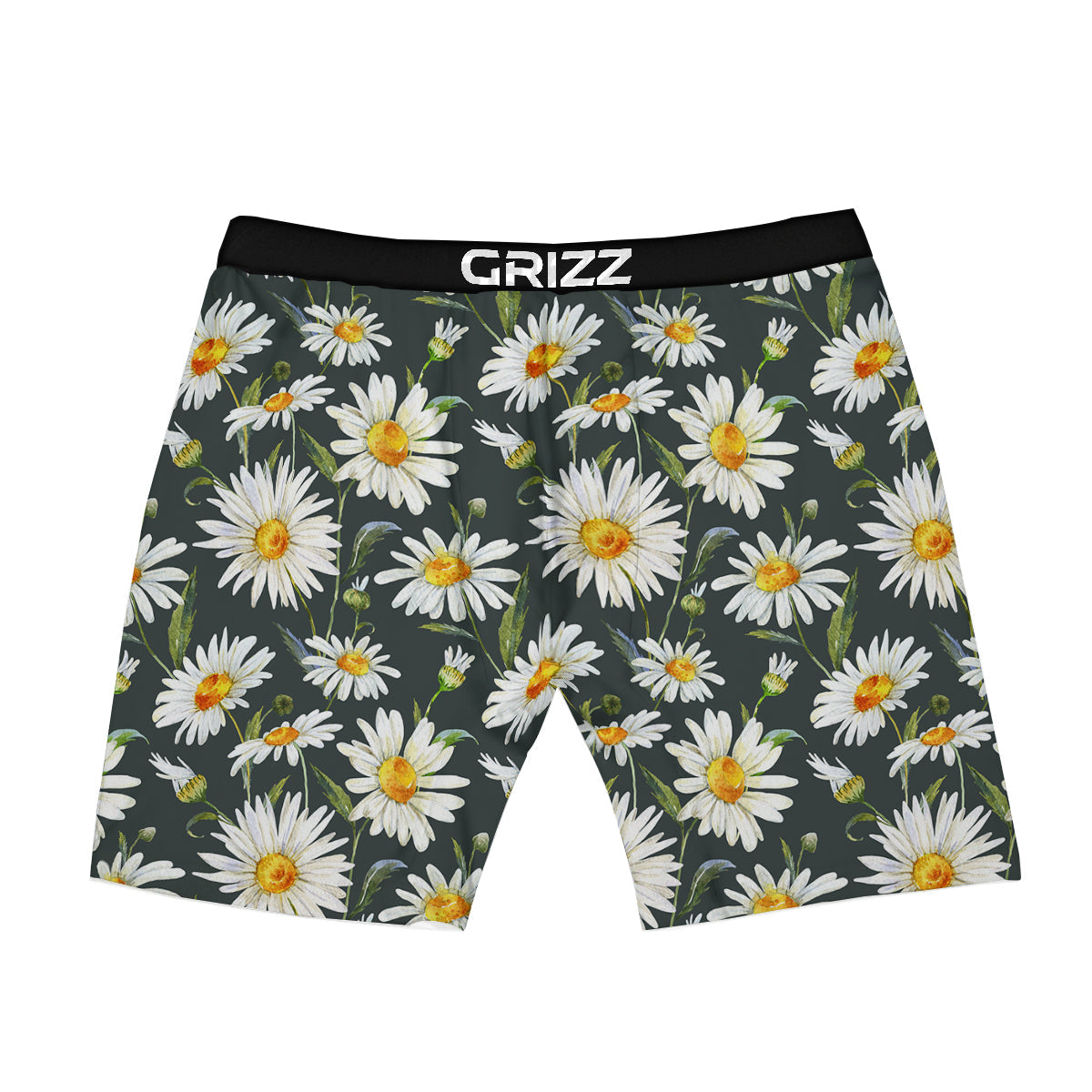 White Daisy Watercolor Print Pattern Boxer Briefs-grizzshop