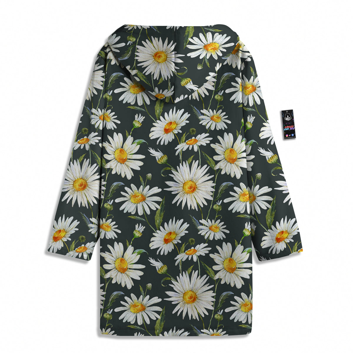 White Daisy Watercolor Print Pattern Men's Windbreaker Jacket-grizzshop