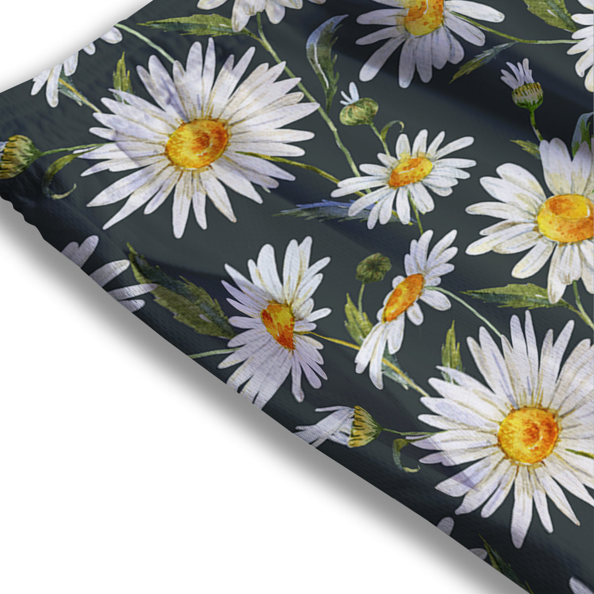 White Daisy Watercolor Print Pattern Mesh Shorts