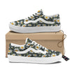 White Daisy Watercolor Print Pattern Skate Shoes-grizzshop