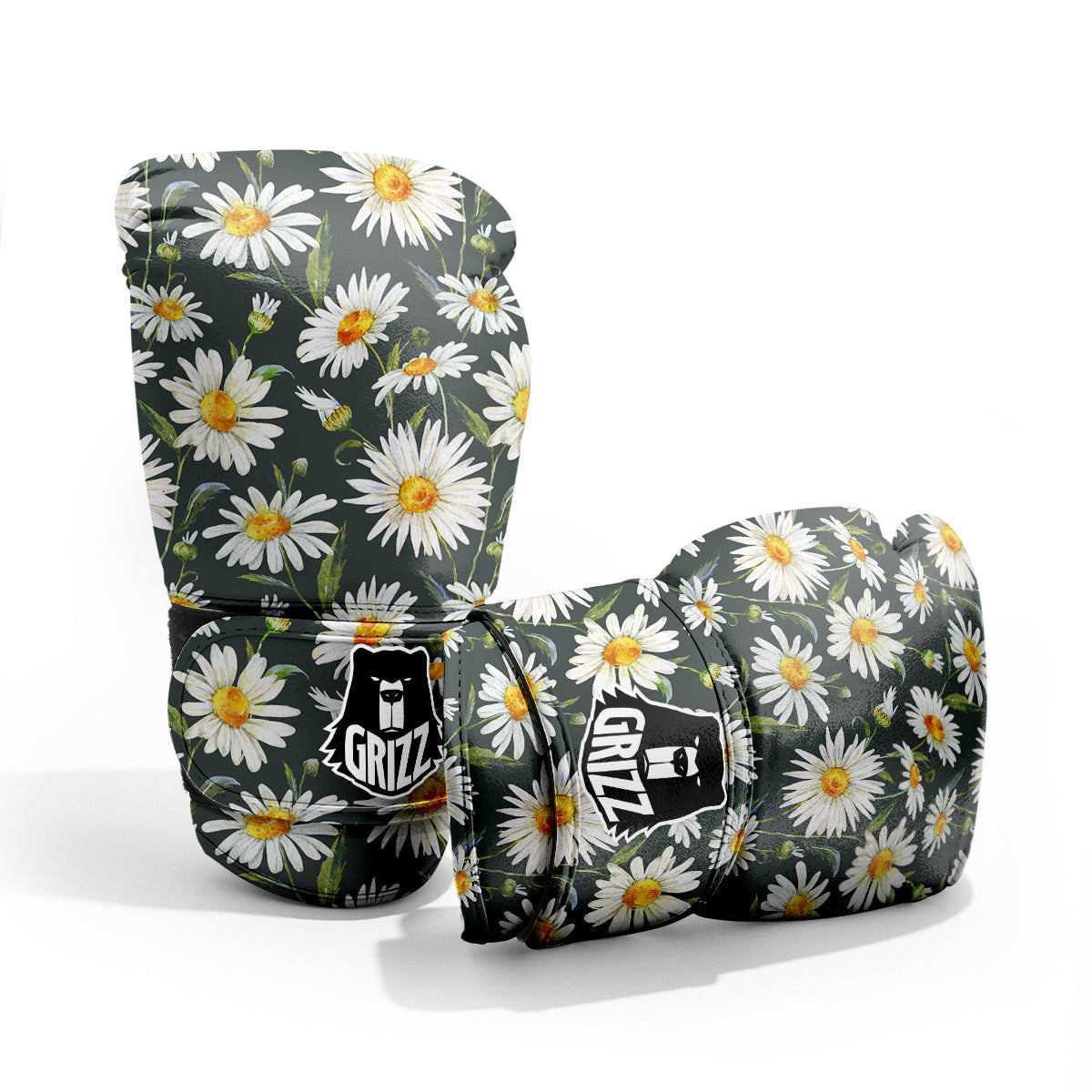 White Daisy Watercolor Print Pattern Pro Boxing Glove