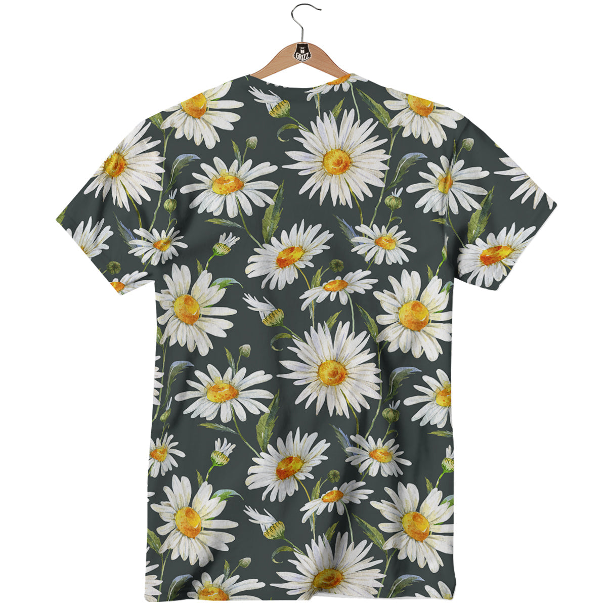 White Daisy Watercolor Print Pattern T-Shirt-grizzshop