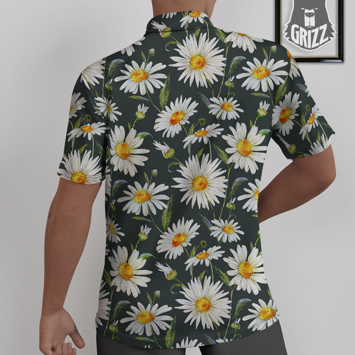 White Daisy Watercolor Print Pattern Untucked Shirts-grizzshop