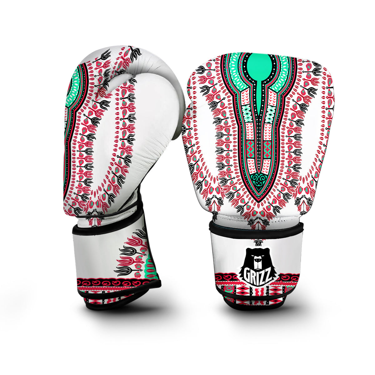 White Dashiki Boxing Gloves-grizzshop