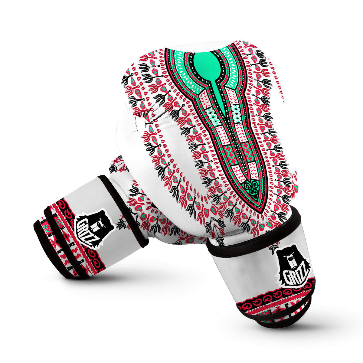 White Dashiki Boxing Gloves-grizzshop