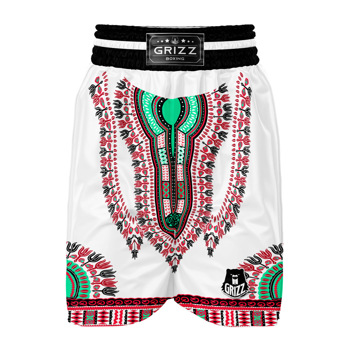 White Dashiki Boxing Shorts-grizzshop