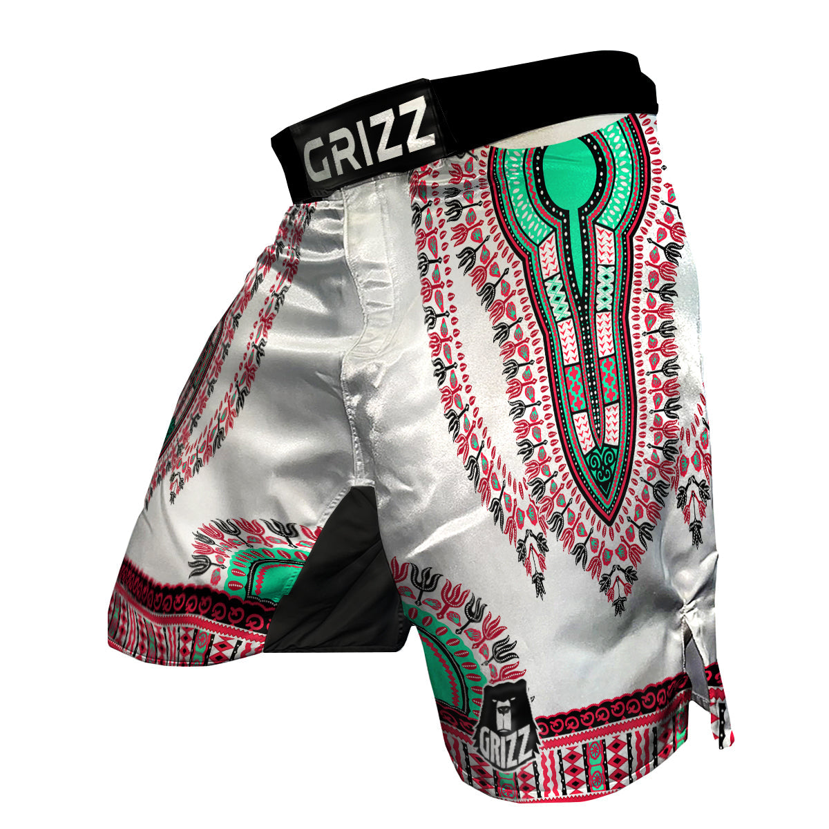 White Dashiki MMA Shorts-grizzshop