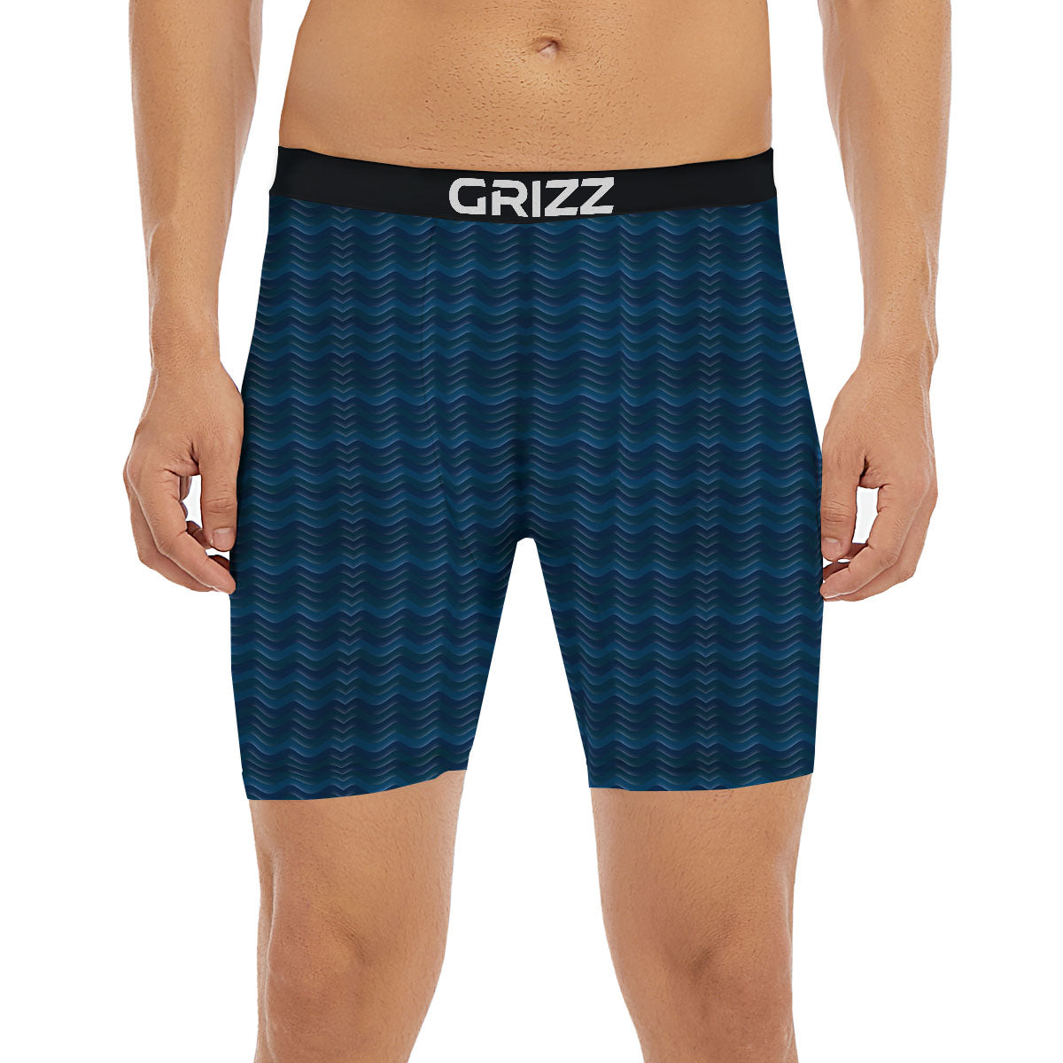 White Digital Camo And Blue Red Print Boxer Briefs-grizzshop
