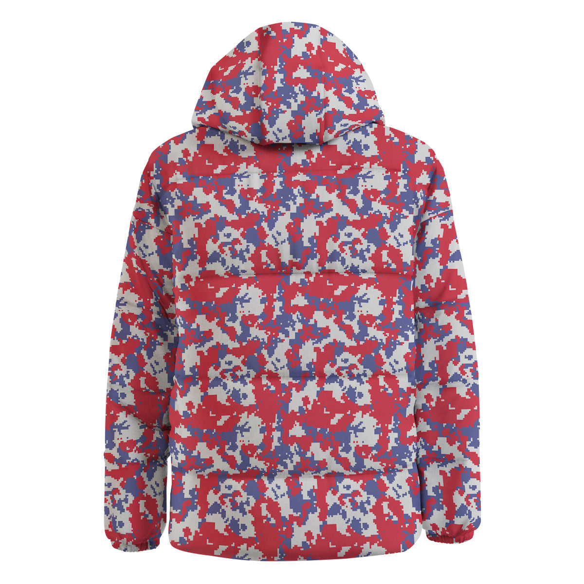 White Digital Camo And Blue Red Print Down Jacket-grizzshop