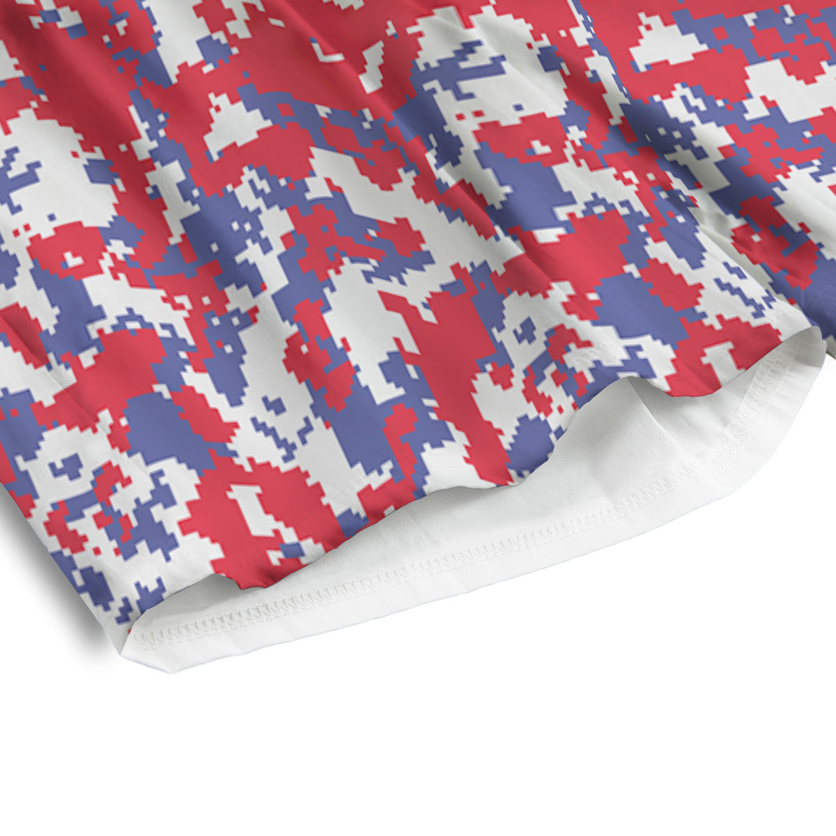 White Digital Camo And Blue Red Print Men's Athletic Shorts