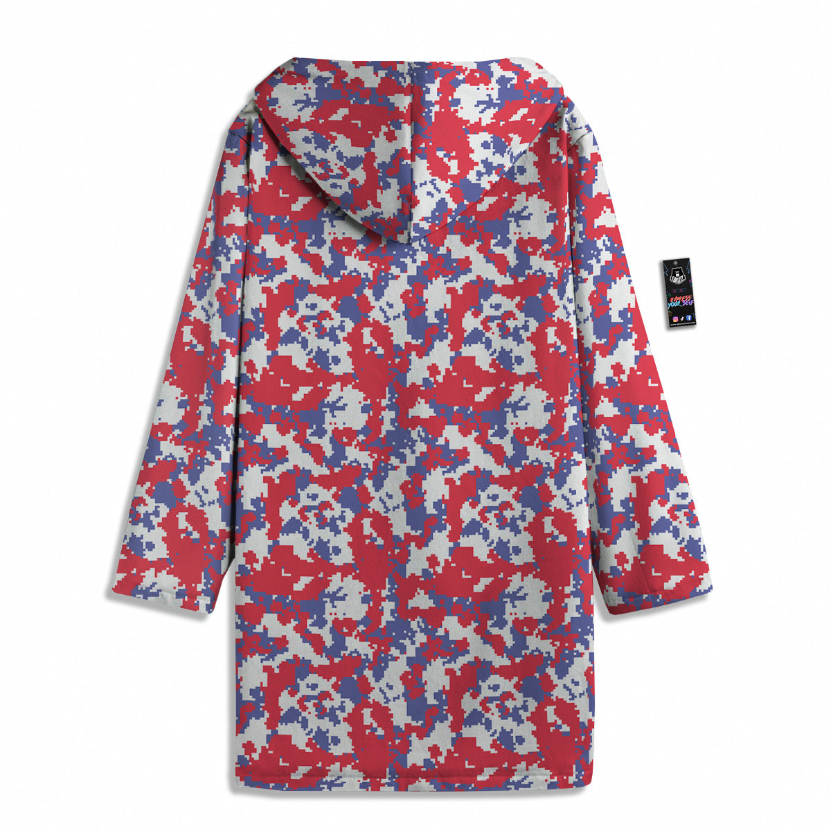 White Digital Camo And Blue Red Print Men's Windbreaker Jacket