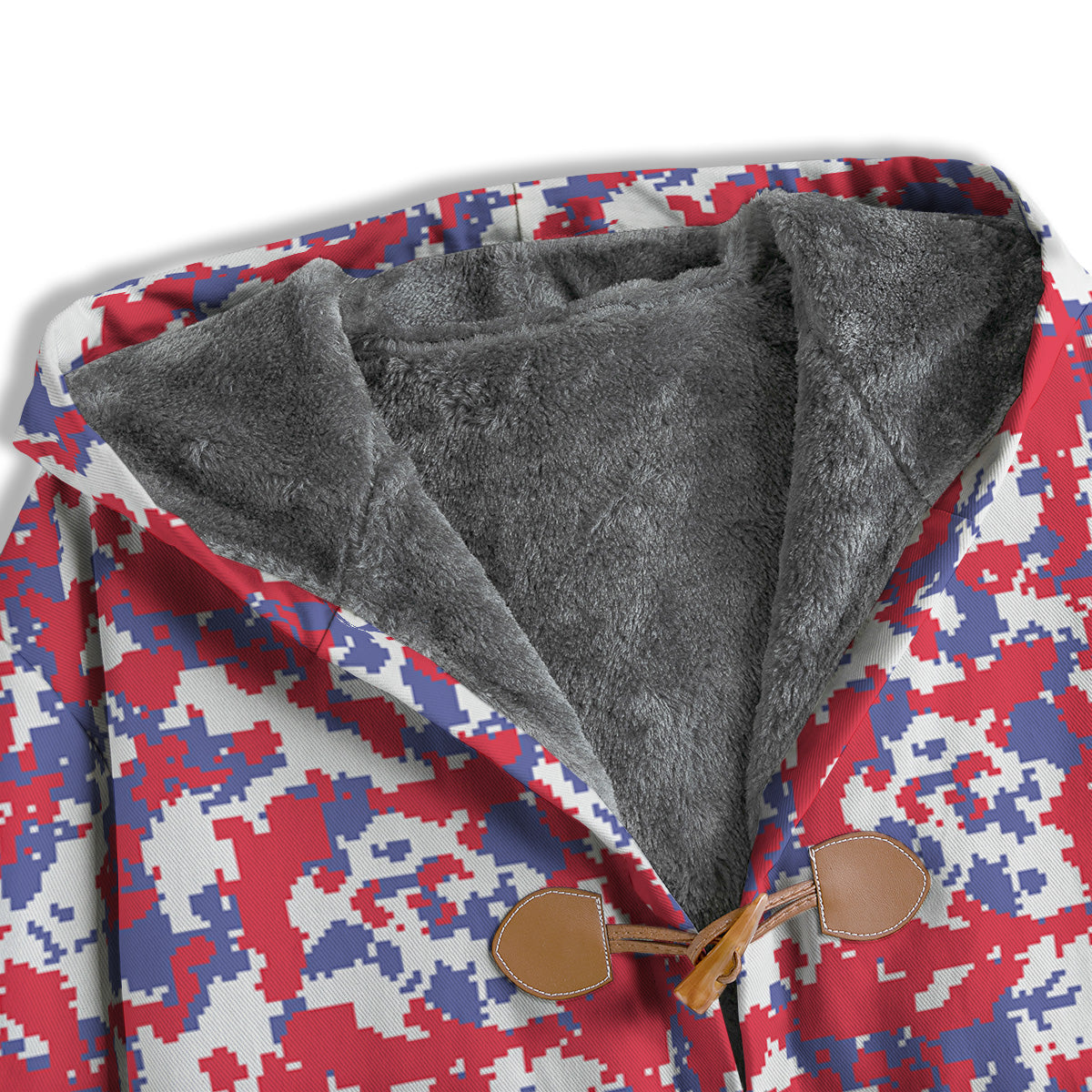 White Digital Camo And Blue Red Print Men's Windbreaker Jacket