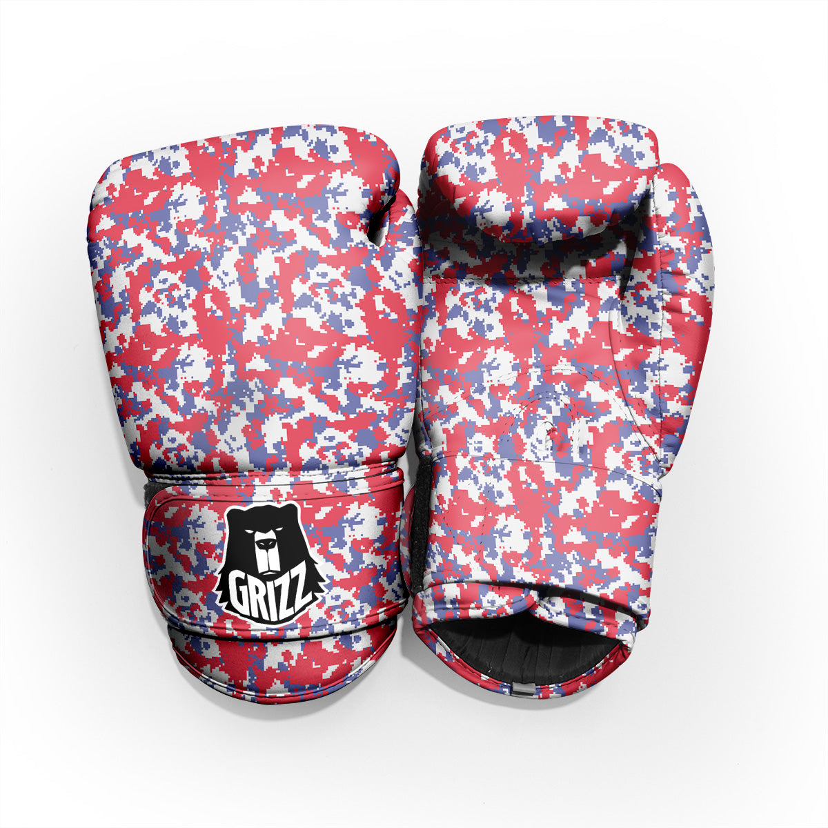 White Digital Camo And Blue Red Print Pro Boxing Glove