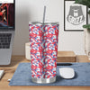 White Digital Camo And Blue Red Print Tumbler-grizzshop