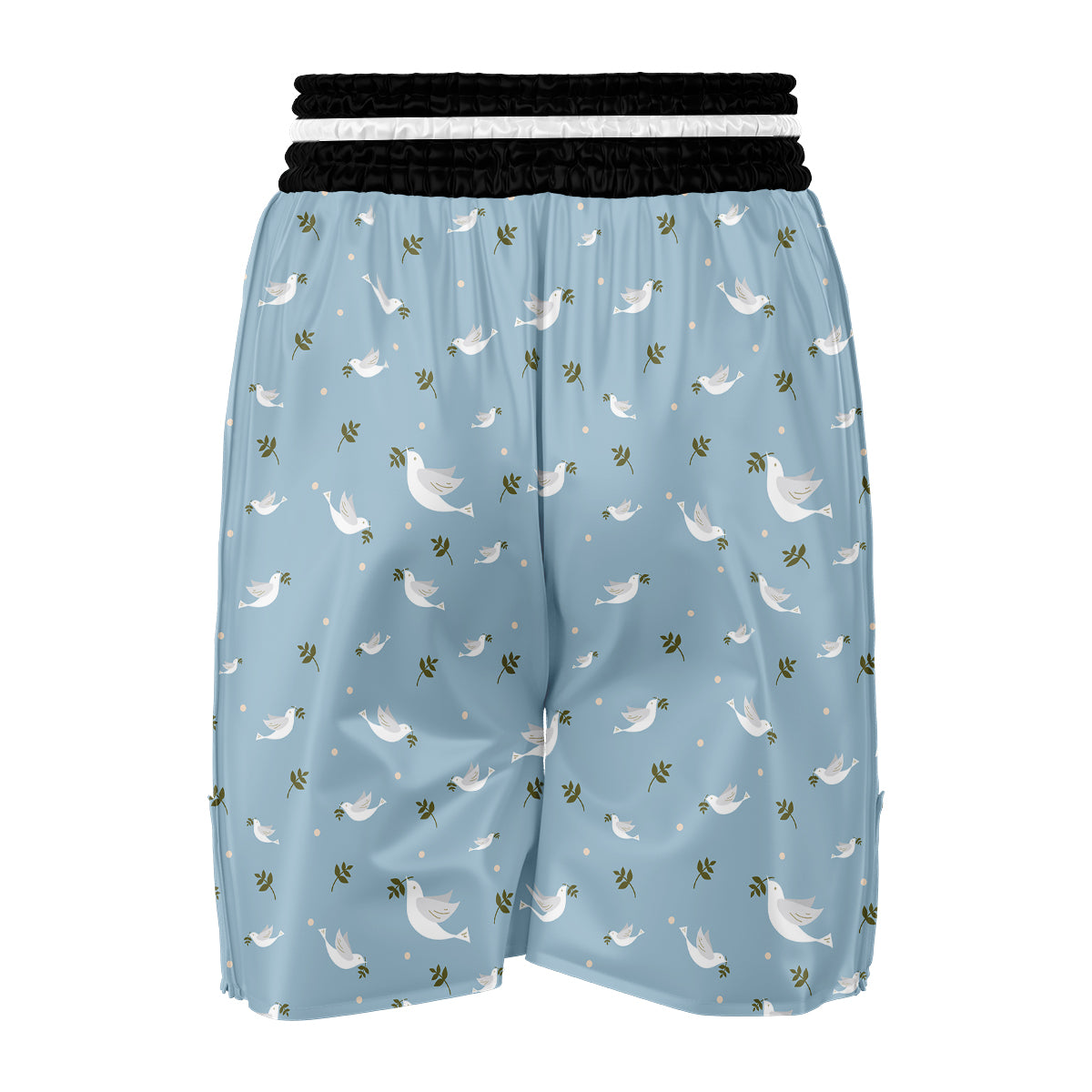 White Dove And Leaf Print Pattern Boxing Shorts-grizzshop