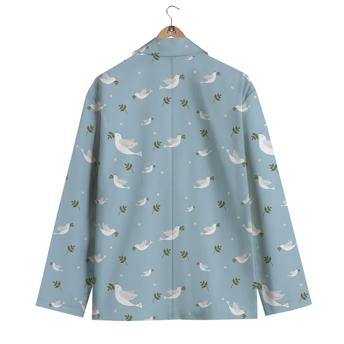 White Dove And Leaf Print Pattern Men's Blazer-grizzshop