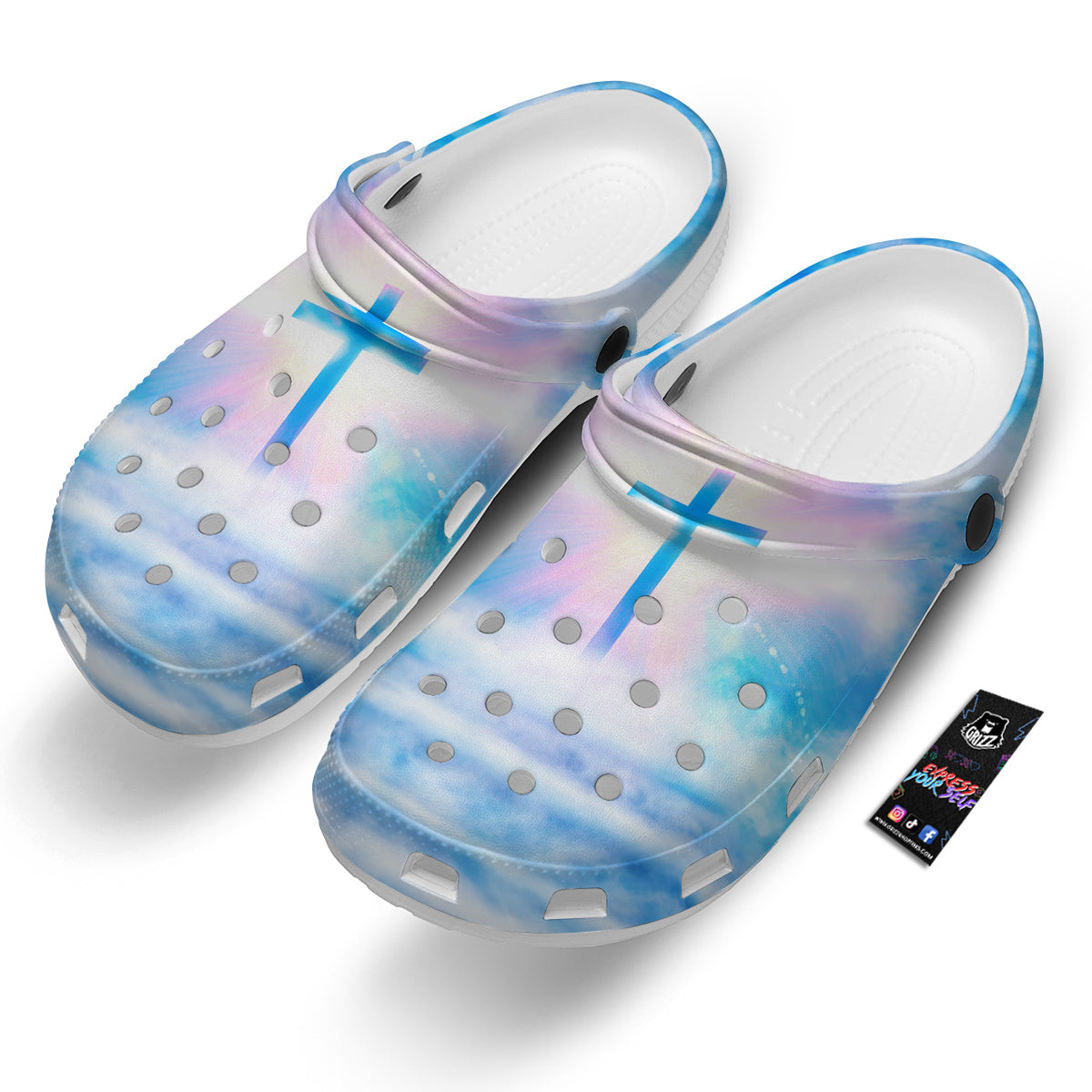 White Doves And Christian Cross Print Clog-grizzshop