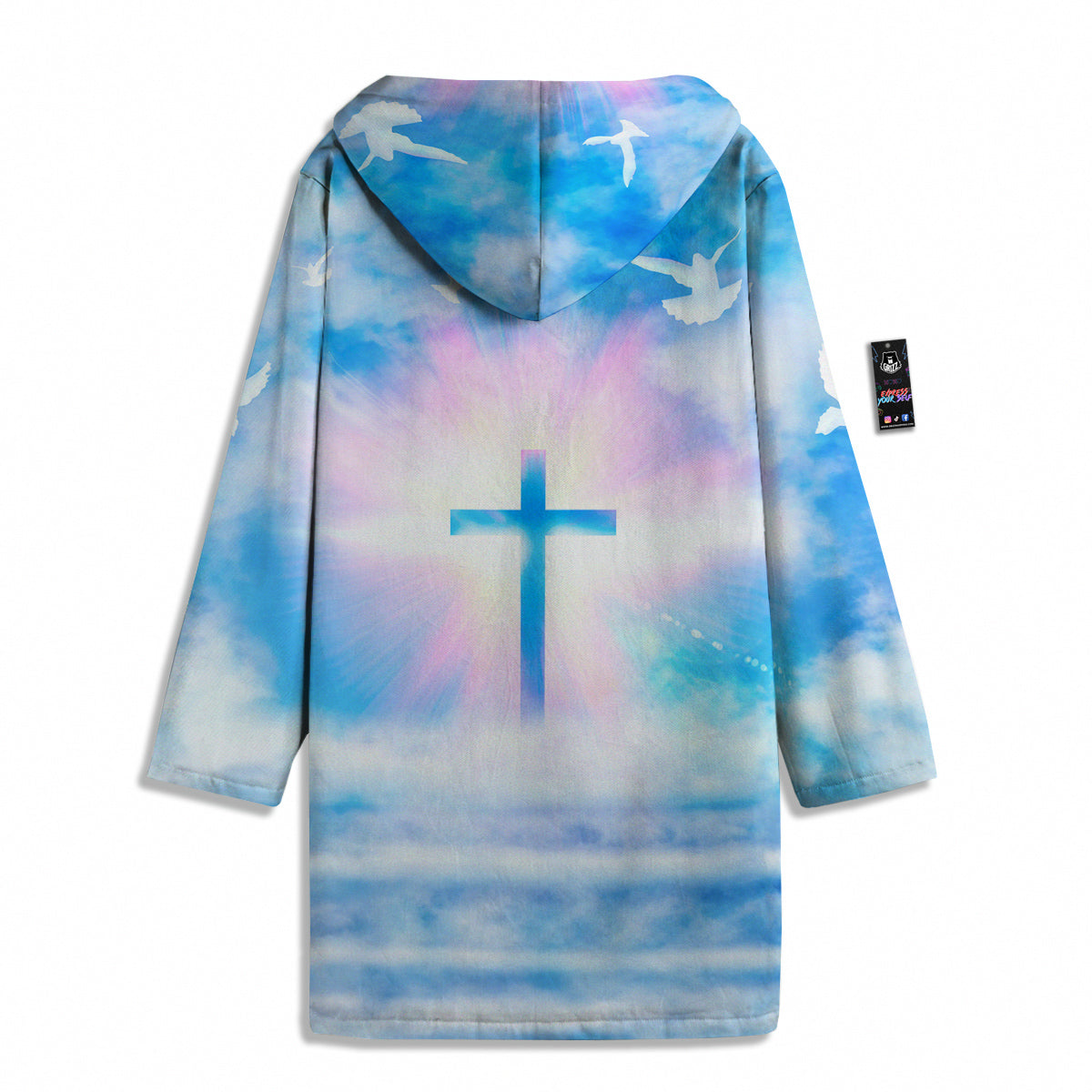 White Doves And Christian Cross Print Men's Windbreaker Jacket